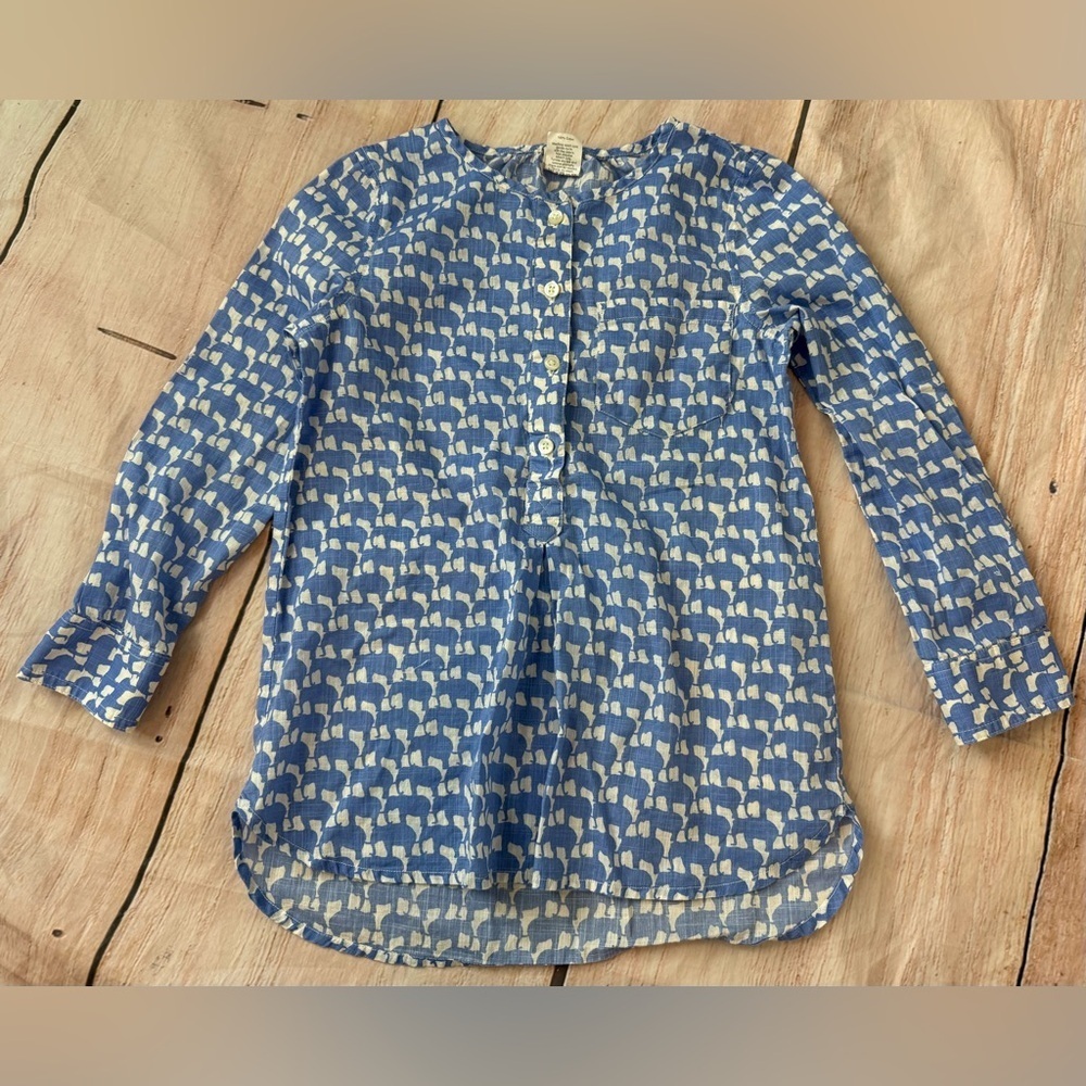 CREWCUTS Girls Long Sleeves Elephant Print Tunic Top Size 6/7 Cotton